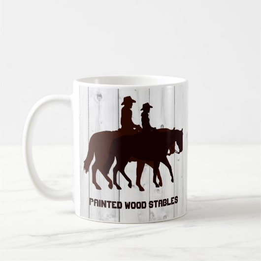 Mug Cheval Stables Western Horseback Bois Patiné (Gauche)