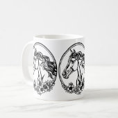 Mug Cheval tête avec fleurs (Devant gauche)