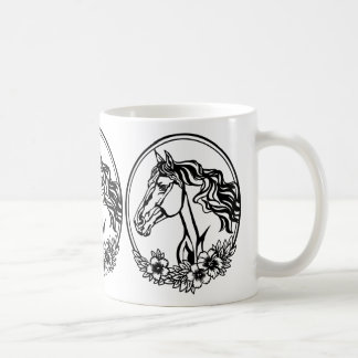 Mug Cheval tête avec fleurs