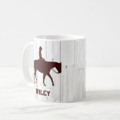 Mug Cheval Western Horseback Femme Bois Personnalisé (Devant gauche)