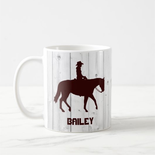 Mug Cheval Western Horseback Femme Bois Personnalisé (Gauche)