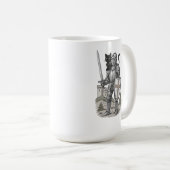Mug Chevalier avec chat noir médiéval (Devant droit)