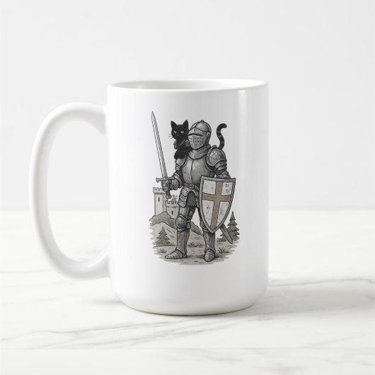 Mug Chevalier avec chat noir médiéval (Gauche)