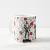 Mug Chevalier en armure étincelante de roses rouges (Devant gauche)