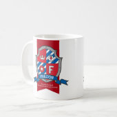 Mug Chevalier faucon bouclier rouge nom bleu signifian (Devant gauche)