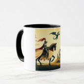 Mug Chevalier médiéval/dragon/château fantastique (Devant gauche)