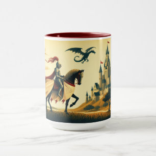 Mug Chevalier médiéval/dragon/château fantastique