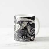 Mug Chevalier médiéval et dragon noir et blanc (Devant droit)