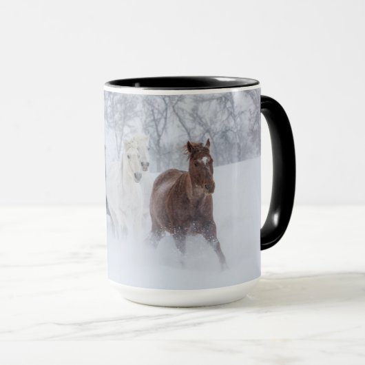 Mug Chevaux à travers la neige (Devant droit)