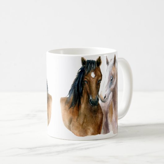 Mug Chevaux aquarelle (Devant droit)