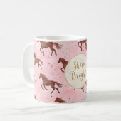 Mug Chevaux Brown roses Parties scintillant d'or (Devant gauche)