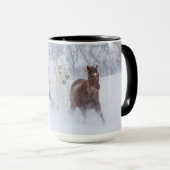 Mug Chevaux courant à travers la neige (Devant droit)