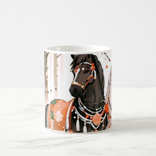 Mug Chevaux dans une forêt rouge (Centre)