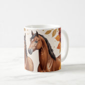 Mug Chevaux d'automne élégants aux accents floraux (Devant droit)