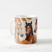 Mug Chevaux d'automne élégants aux accents floraux (Devant gauche)