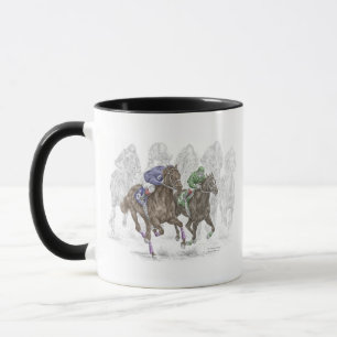 Mug Chevaux de course galopants