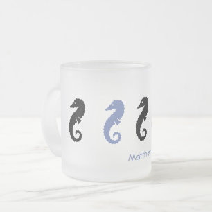 Mug - Chevaux de mer avec nom (bleu clair)