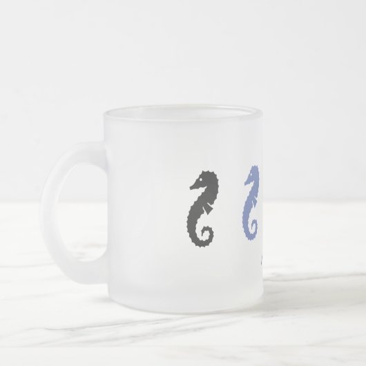Mug - Chevaux de mer avec nom (bleu clair) (Gauche)