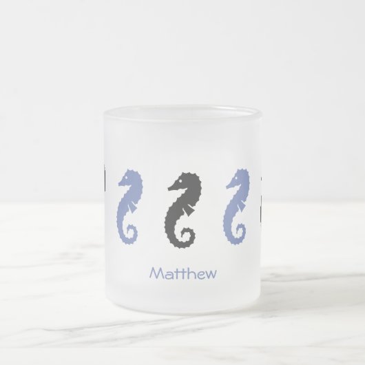 Mug - Chevaux de mer avec nom (bleu clair) (Centre)