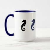 Mug - Chevaux de mer avec nom (marine et noir) (Gauche)