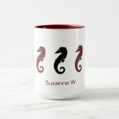 Mug - Chevaux de mer avec nom (marron & noir) (Centre)