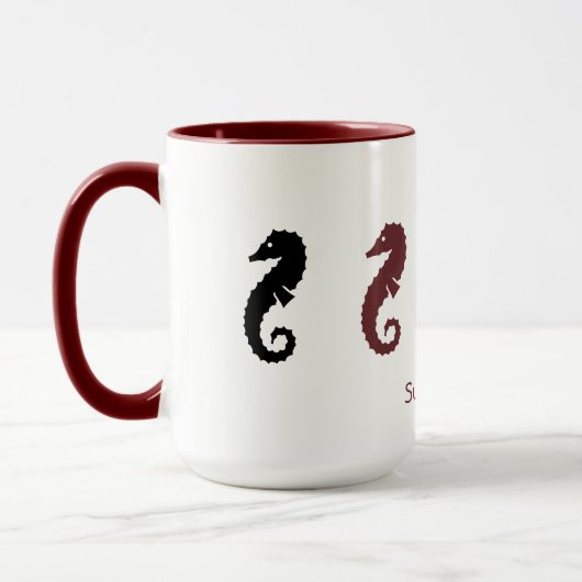 Mug - Chevaux de mer avec nom (marron & noir) (Gauche)