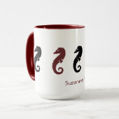 Mug - Chevaux de mer avec nom (marron & noir) (Devant gauche)