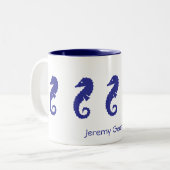 Mug - Chevaux de mer (bleu marine) (Devant gauche)