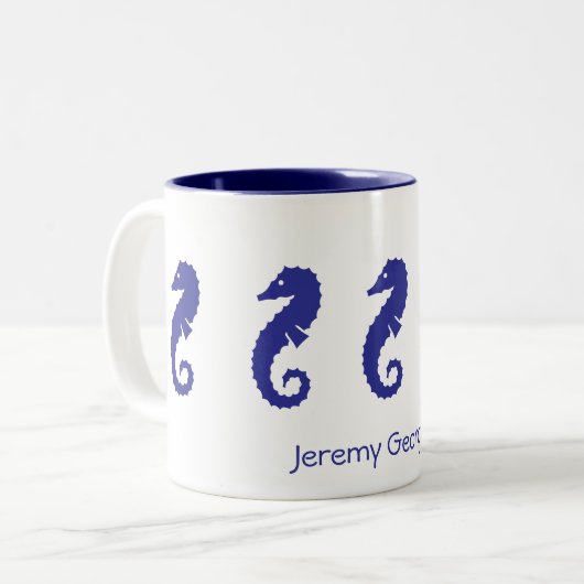 Mug - Chevaux de mer (bleu marine) (Devant gauche)