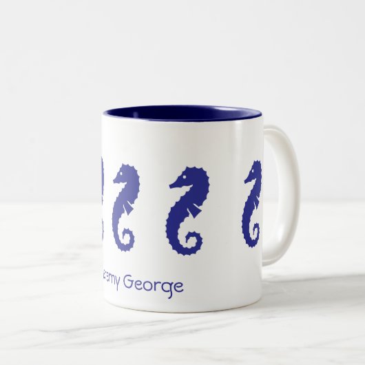 Mug - Chevaux de mer (bleu marine) (Devant droit)