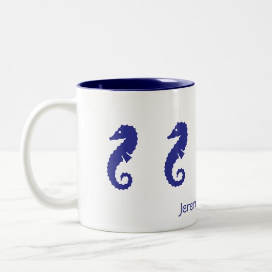 Mug - Chevaux de mer (bleu marine) (Gauche)
