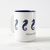 Mug - Chevaux de mer (bleu marine) (Devant gauche)