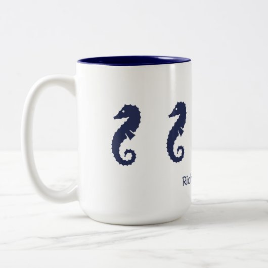 Mug - Chevaux de mer (bleu marine) (Gauche)