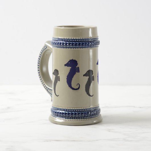 Mug - Chevaux de mer en bleu et gris (Devant gauche)