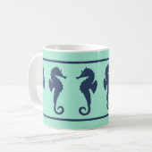 Mug Chevaux de mer Marine et Aqua (Devant gauche)