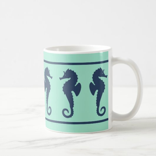 Mug Chevaux de mer Marine et Aqua (Droite)