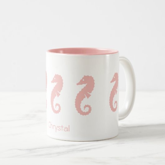 Mug - Chevaux de mer (rose) (Devant droit)