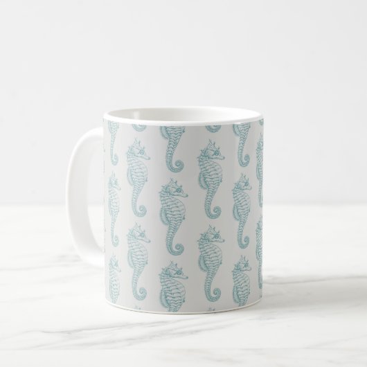Mug Chevaux de mer tropicaux, Motif hippocampe - gris (Devant gauche)