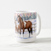 Mug Chevaux De Peinture De Baie Pinto En Neige D'Hiver (Devant droit)