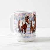 Mug Chevaux De Peinture De Baie Pinto En Neige D'Hiver (Devant gauche)