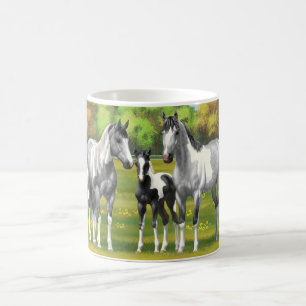Mug Chevaux De Peinture Gris De Pâte De Poisson En Été