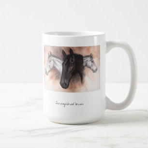 Mug Chevaux de pur sang au crayon et la couleur pour