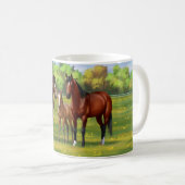Mug Chevaux Du Quartier De La Baie Brown Dans Les Pâtu (Devant droit)