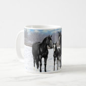 Mug Chevaux Du Quartier Noir En Neige (Devant gauche)