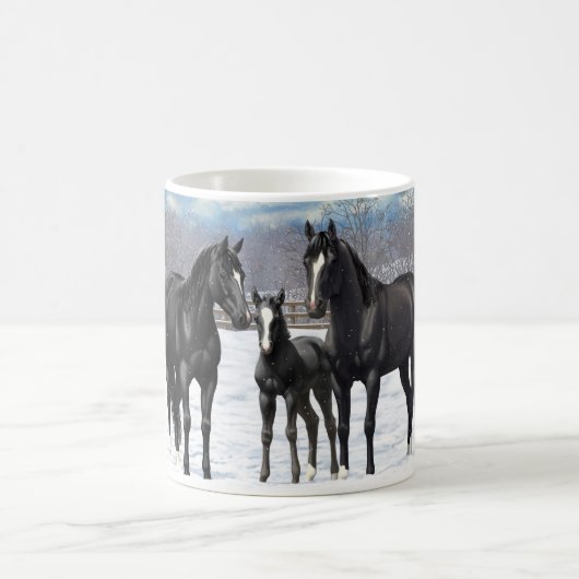 Mug Chevaux Du Quartier Noir En Neige (Centre)