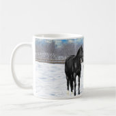 Mug Chevaux Du Quartier Noir En Neige (Gauche)