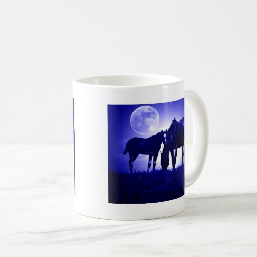 Mug Chevaux en Nuit Bleue (Devant droit)