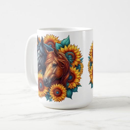 Mug Chevaux et tournesols (Devant gauche)