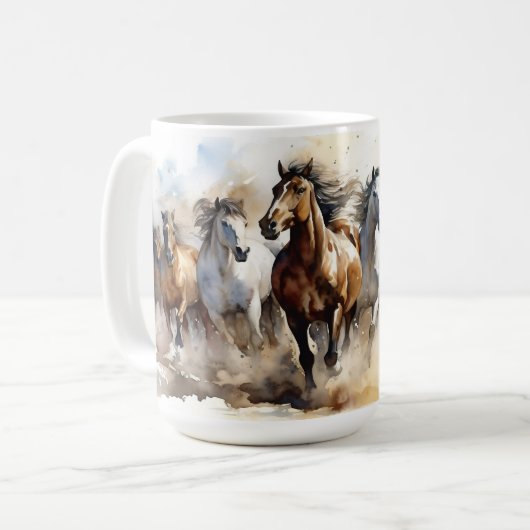 Mug Chevaux Mustang Sauvage Ouest équestre (Devant gauche)