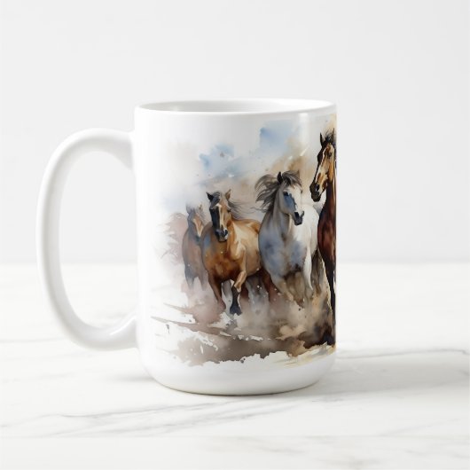 Mug Chevaux Mustang Sauvage Ouest équestre (Gauche)